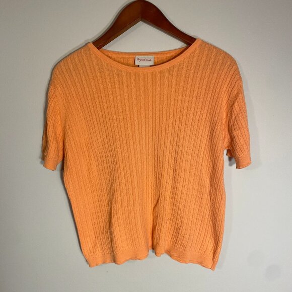 🍑 Crystal-Kobe Peach Cable Knit Tee - Picture 1 of 3